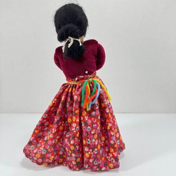 Vintage Fabric Cloth Doll Holding Lamb Southwest Decor Handmade Folk Art - Picture 4 of 11